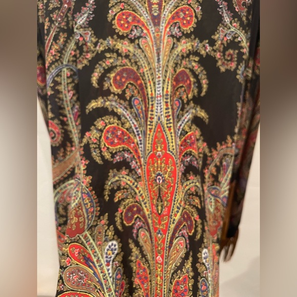 SPECTACULAR SILKY PONCHO with Fringe - Picture 5 of 9